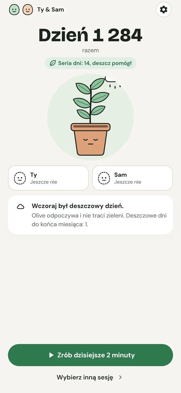 Karta: wczoraj był deszczowy dzień, roślinka nie straciła zieleni