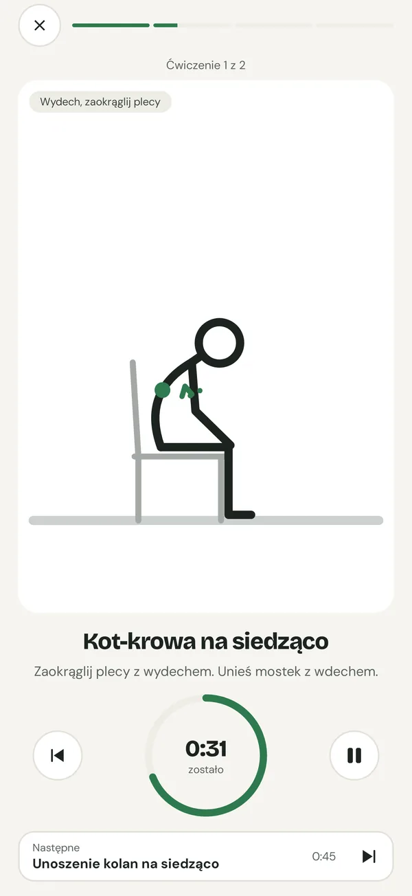 Odtwarzacz: koci grzbiet na krześle z licznikiem czasu